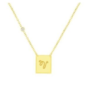 Savvy Cie 18k Gold Vermeil Script Initial Pendant Necklace Letter V